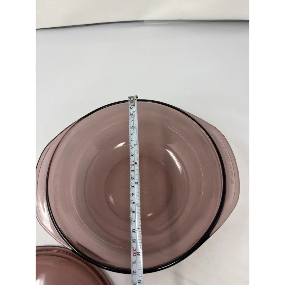 Vintage Cranberry Pyrex 024 2L Bowl with Handles and Lid Casserole Dish